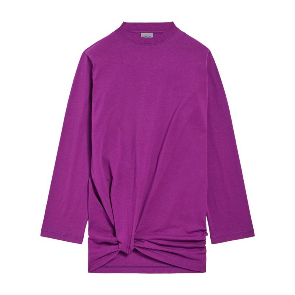 T-Shirt A Maniche Lunghe Con Motivo Piega In Jersey Sottile Women